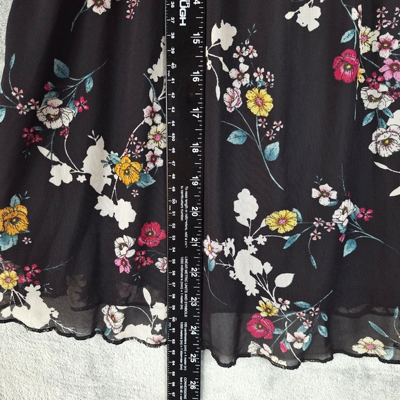 Womens Top Medium Black Floral Lace Fairy Ruffle Whimsigoth Romantic Feminine - Picture 5 of 8